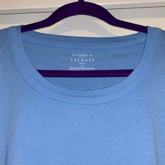 NWT Talbots light blue elbow sleeve round scoop neck top shirt woman's size LP - Picture 5 of 7